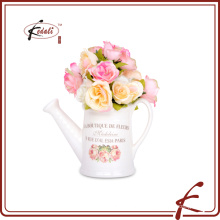dolomite watering can shape flower pot with decal pattern made in Chaozhou